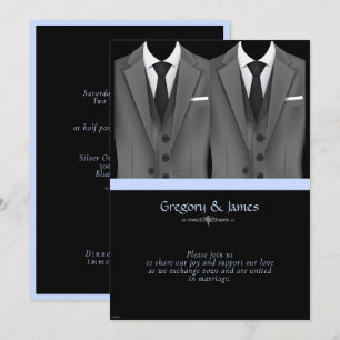  Stylish Gay Wedding Elegant Grey Suits Invitation