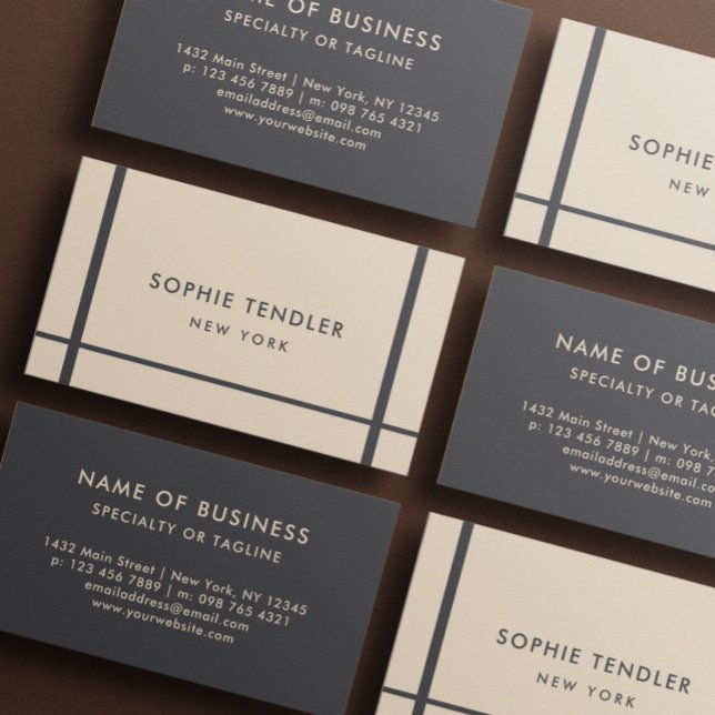 Stylish Geometric Almond & Dark Slate Grey Business Card (Creator Uploaded)