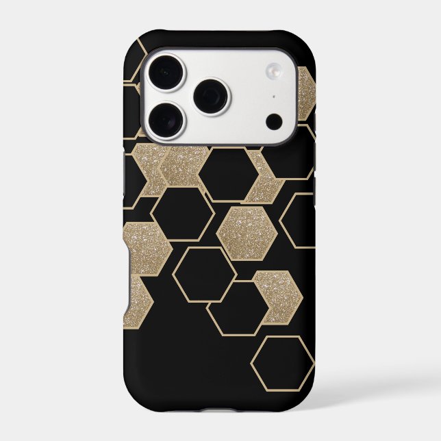 stylish geometric black and gold hexagon pattern (Back)
