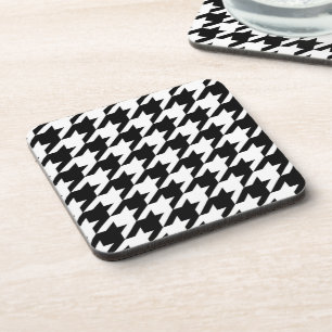 stylish geometric black white houndstooth pattern coaster
