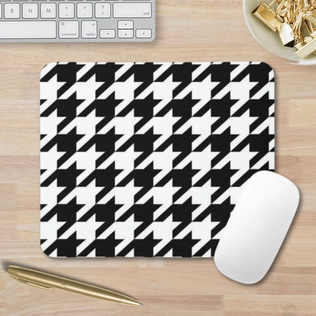 stylish geometric black white houndstooth pattern mouse mat (stylish geometric black white houndstooth pattern mouse pad)