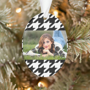 stylish geometric black white houndstooth pattern ornament
