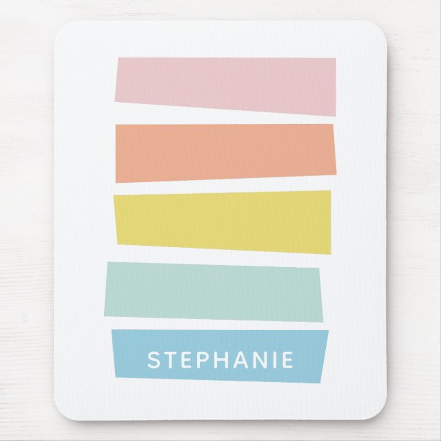 Stylish Geometric Colourful Pastel Personalised Mouse Mat (Front)