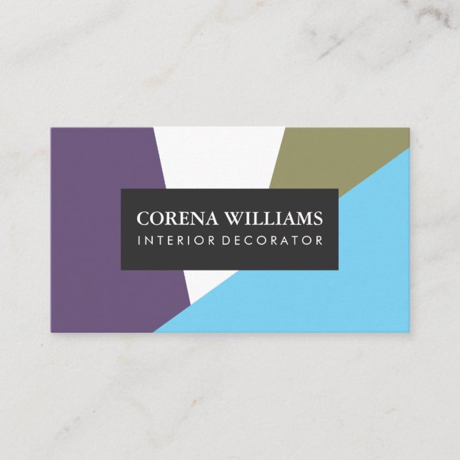 Stylish Geometric Cool Colour Blocks Business Card (Front)