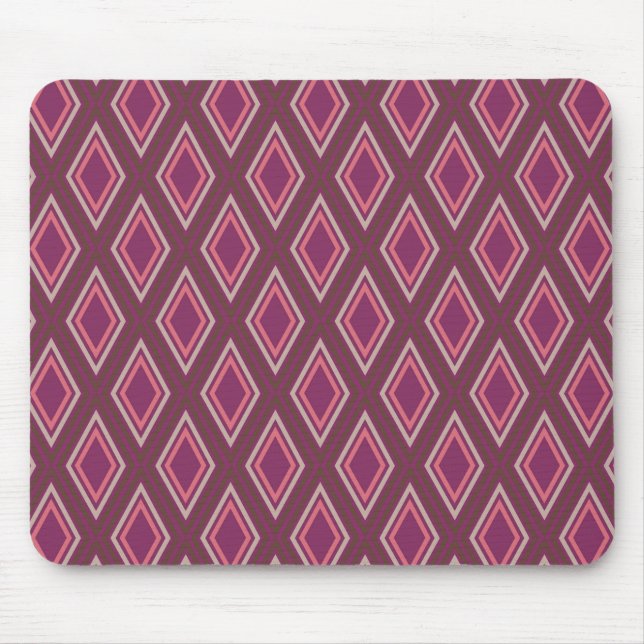 Stylish Geometric Diamond Pattern in Purple Mouse Mat (Front)