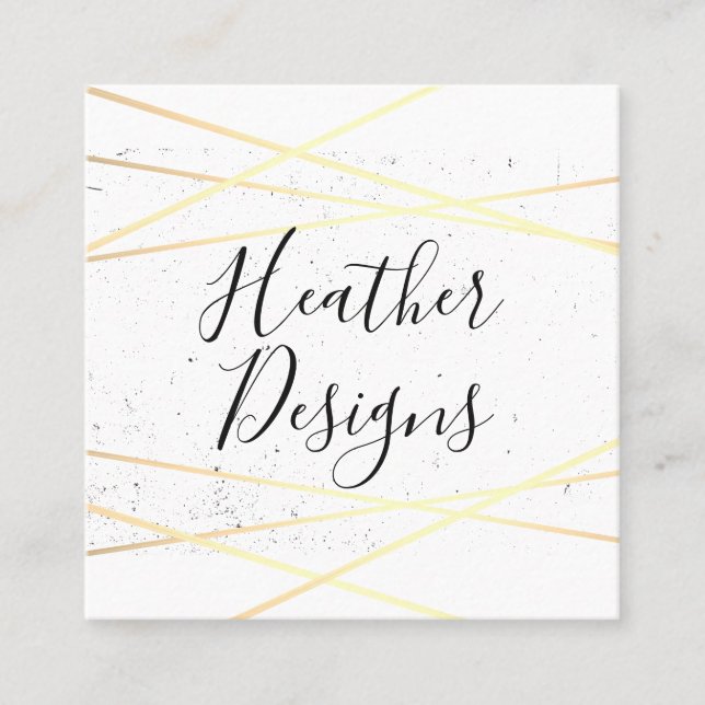 Stylish Geometric Gold Square Business Card (Front)