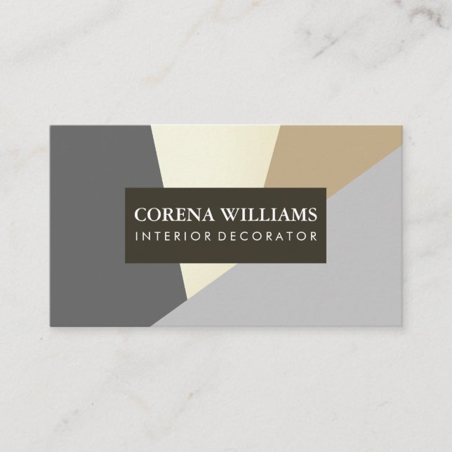 Stylish Geometric Natural Colour Blocks Business Card (Front)