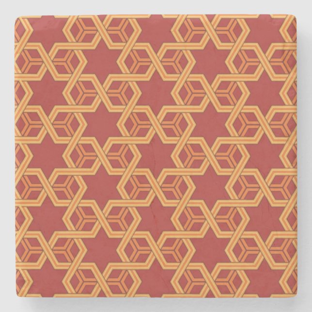 Stylish geometric ornament stone coaster (Front)