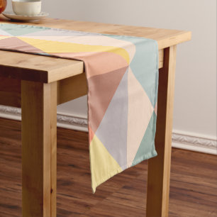 Stylish Geometric Pattern in Autumn Earth Tones Short Table Runner