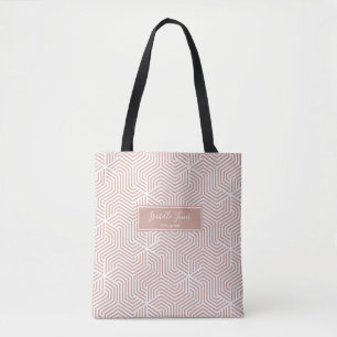 stylish geometric script personalised college tote