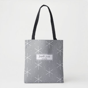 stylish geometric script personalised college tote bag