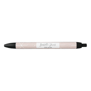 stylish geometric script personalised school  blac black ink pen