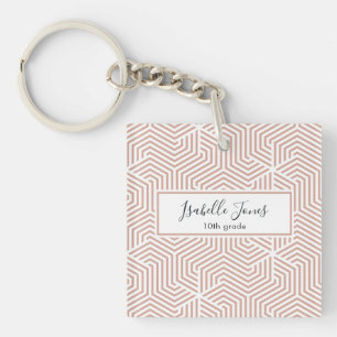 stylish geometric script personalised school  keyc key ring