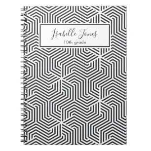 stylish geometric script personalised school noteb notebook