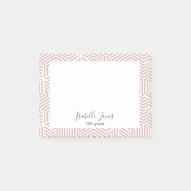 stylish geometric script personalised school   pos post-it notes (Front)