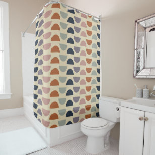 Stylish Geometric Shapes Pattern in Earthy Colours Shower Curtain