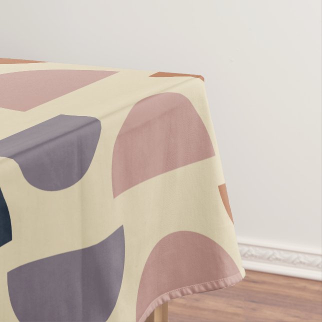 Stylish Geometric Shapes Pattern in Earthy Colours Tablecloth (In Situ)