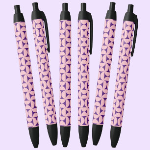 Stylish Geometric Shapes Pattern In Pink Colours Black Ink Pen