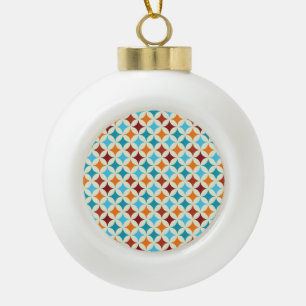 Stylish Geometric: Vintage Seamless Pattern Ceramic Ball Christmas Ornament