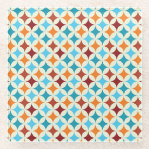 Stylish Geometric: Vintage Seamless Pattern Glass Coaster