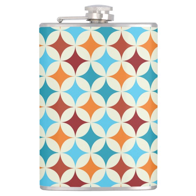 Stylish Geometric: Vintage Seamless Pattern Hip Flask (Front)