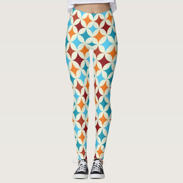Stylish Geometric: Vintage Seamless Pattern Leggings (Front)