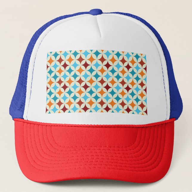 Stylish Geometric: Vintage Seamless Pattern Trucker Hat (Front)