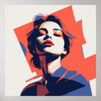 Stylish Geometric Woman Portrait  Poster