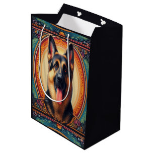 Stylish German Shepherd Dog Colourful Frame Medium Gift Bag