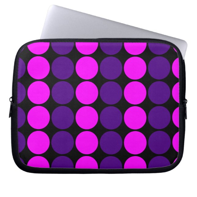 Stylish Gifts for Girls : Pink & Purple Polka Dots Laptop Sleeve (Front)