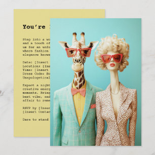 Stylish Giraffe and Woman Invitation