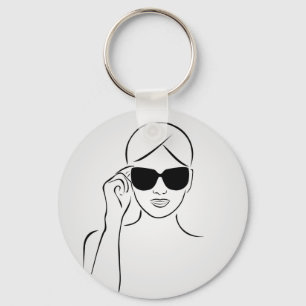 Stylish girl wearing shades key ring