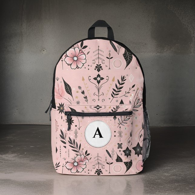 stylish girls pretty monogram black school kids printed backpack (Creator Uploaded)