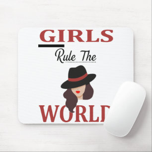 Stylish "Girls Rule The World" Feminist Empowermen Mouse Mat