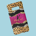 Stylish girly animal print pink glittery monogram samsung galaxy case<br><div class="desc">Pretty chic and elegant girly faux glitter bling in pink with trendy animal print pattern to create a special unique stylish case to protect your device. Beautiful, modern and cool cover for the trend-savvy and art-loving hip trendsetter. This stylish sophisticated design would be great for girls who enjoy wearing classy...</div>