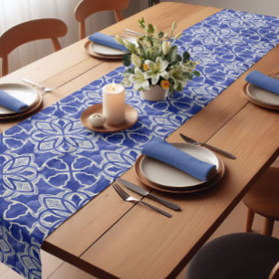 Stylish girly blue grey initial monogrammed  short table runner