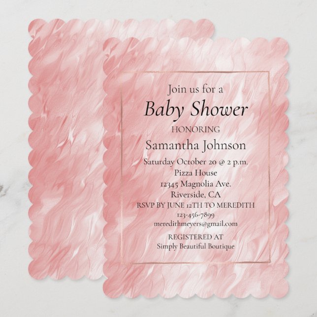 Stylish Girly Blush Pink Glam Invitation (Front/Back)