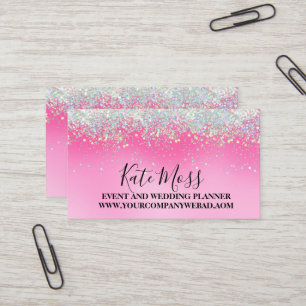 Stylish Girly Dripping Pink Glitter Business Card