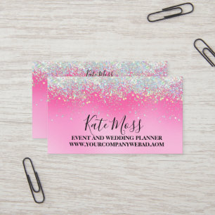 Stylish Girly Dripping Pink Glitter Business Card