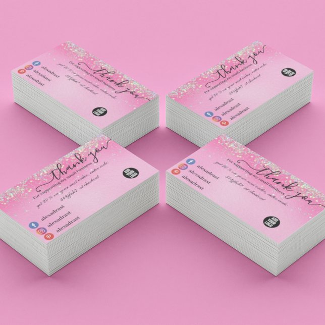 Stylish Girly Dripping Pink Glitter Thank You Card (Creator Uploaded)