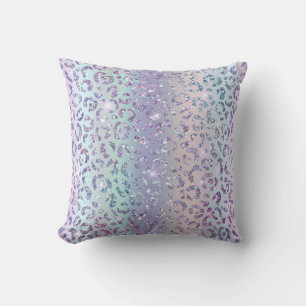 Stylish Girly Mermaid Glitter Leopard Print Unique Cushion