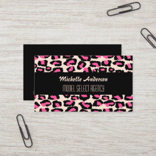 Stylish girly pink cheetah spots business card