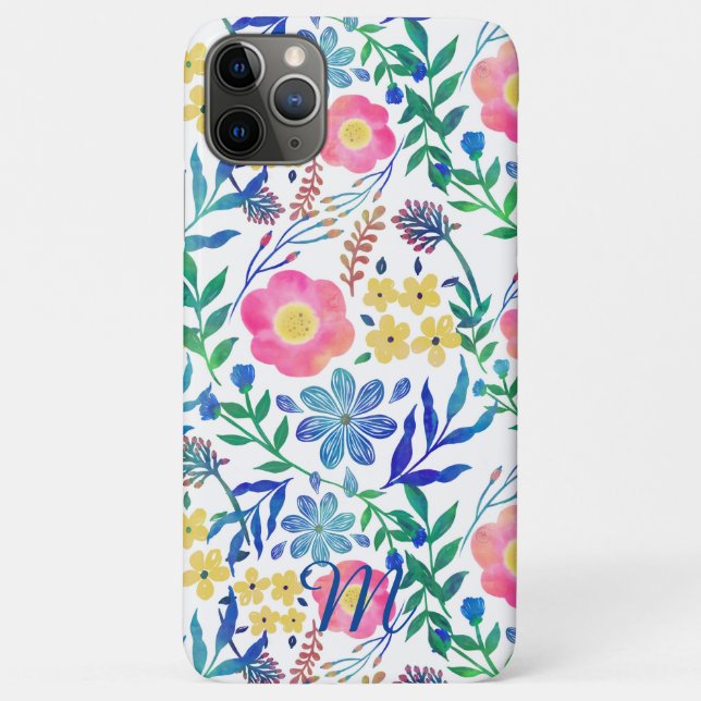 Stylish girly pink flowers hand paint design Case-Mate iPhone case (Back)