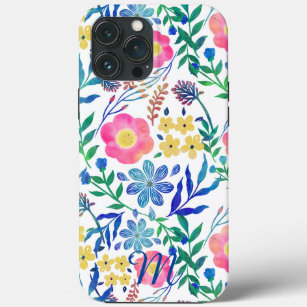 Stylish girly pink flowers hand paint design Case-Mate iPhone case