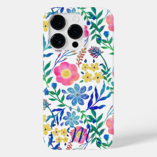 Stylish girly pink flowers hand paint design Case-Mate iPhone 14 pro case