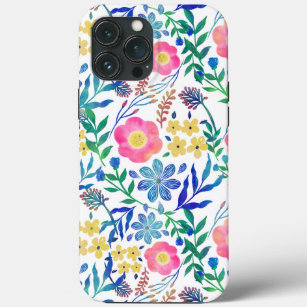 Stylish girly pink flowers hand paint design Case-Mate iPhone case