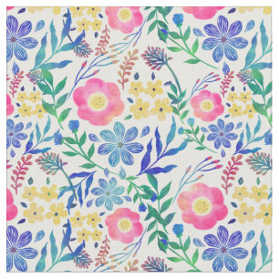 Stylish girly pink flowers hand paint design fabric