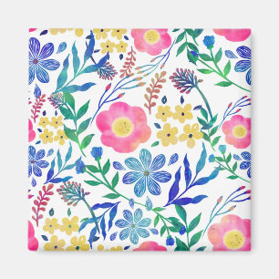 Stylish girly pink flowers hand paint design magnet