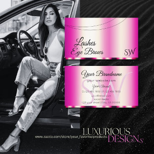Stylish Girly Pink Glamourous with Initials Modern Business Card