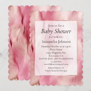 Stylish Girly Pink Gold White Animal Baby Shower Invitation